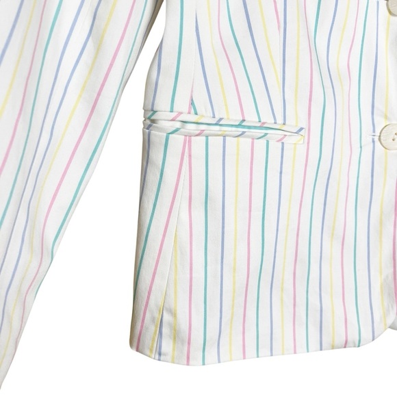 Sag Harbor Blazer Womens Size 14 Pastel Easter Rainbow Stripe Office Work Career - Picture 6 of 11